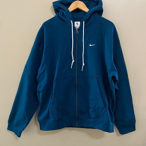 Nike Lab Men's Solo Swoosh Full-Zip Heavy Hoodie Valerian Blue L DR0403-460 NEW - Picture 2 of 13
